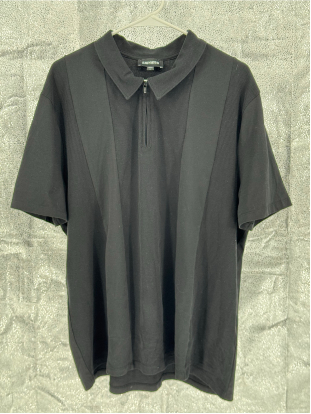 Men's Express Black Quarter-Zip Polo Shirt Size XL